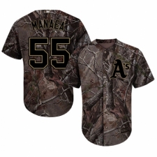 Youth Majestic Oakland Athletics #55 Sean Manaea Authentic Camo Realtree Collection Flex Base MLB Jersey