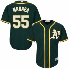 Youth Majestic Oakland Athletics #55 Sean Manaea Authentic Green Alternate 1 Cool Base MLB Jersey