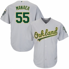Youth Majestic Oakland Athletics #55 Sean Manaea Authentic Grey Road Cool Base MLB Jersey