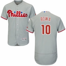 Men's Majestic Philadelphia Phillies #10 Larry Bowa Grey Road Flex Base Authentic Collection MLB Jersey