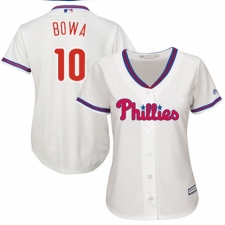 Women's Majestic Philadelphia Phillies #10 Larry Bowa Authentic Cream Alternate Cool Base MLB Jersey
