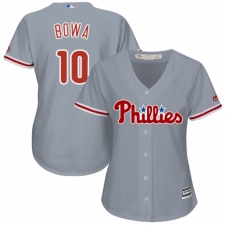 Women's Majestic Philadelphia Phillies #10 Larry Bowa Replica Grey Road Cool Base MLB Jersey