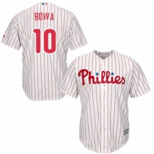 Youth Majestic Philadelphia Phillies #10 Larry Bowa Authentic White/Red Strip Home Cool Base MLB Jersey