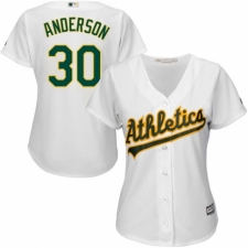 Women's Majestic Oakland Athletics #30 Brett Anderson Authentic White Home Cool Base MLB Jersey