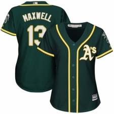 Women's Majestic Oakland Athletics #13 Bruce Maxwell Authentic Green Alternate 1 Cool Base MLB Jersey