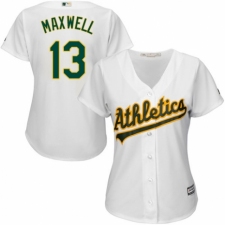 Women's Majestic Oakland Athletics #13 Bruce Maxwell Authentic White Home Cool Base MLB Jersey