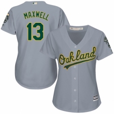 Women's Majestic Oakland Athletics #13 Bruce Maxwell Replica Grey Road Cool Base MLB Jersey