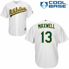 Youth Majestic Oakland Athletics #13 Bruce Maxwell Authentic White Home Cool Base MLB Jersey