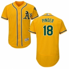 Men's Majestic Oakland Athletics #18 Chad Pinder Gold Alternate Flex Base Authentic Collection MLB Jersey
