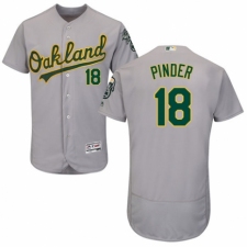 Men's Majestic Oakland Athletics #18 Chad Pinder Grey Road Flex Base Authentic Collection MLB Jersey