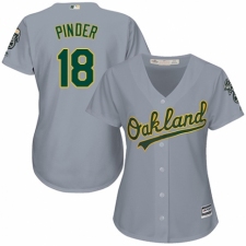 Women's Majestic Oakland Athletics #18 Chad Pinder Authentic Grey Road Cool Base MLB Jersey
