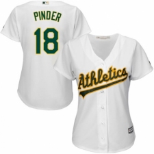 Women's Majestic Oakland Athletics #18 Chad Pinder Authentic White Home Cool Base MLB Jersey