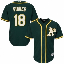 Youth Majestic Oakland Athletics #18 Chad Pinder Authentic Green Alternate 1 Cool Base MLB Jersey