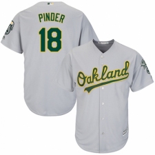 Youth Majestic Oakland Athletics #18 Chad Pinder Authentic Grey Road Cool Base MLB Jersey
