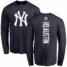 MLB Nike New York Yankees #26 Tyler Austin Navy Blue Backer Long Sleeve T-Shirt
