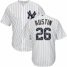 Men's Majestic New York Yankees #26 Tyler Austin Authentic White Team Logo Fashion MLB Jersey