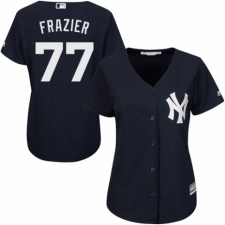 Women's Majestic New York Yankees #77 Clint Frazier Authentic Navy Blue Alternate MLB Jersey