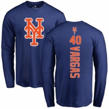 MLB Nike New York Mets #40 Jason Vargas Royal Blue Backer Long Sleeve T-Shirt
