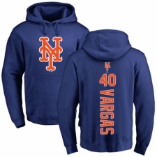 MLB Nike New York Mets #40 Jason Vargas Royal Blue Backer Pullover Hoodie