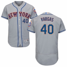 Men's Majestic New York Mets #40 Jason Vargas Grey Road Flex Base Authentic Collection MLB Jersey