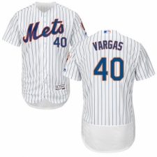Men's Majestic New York Mets #40 Jason Vargas White Home Flex Base Authentic Collection MLB Jersey