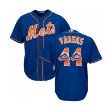 Men's New York Mets #44 Jason Vargas Authentic Royal Blue Team Logo Fashion Cool Base Baseball Jersey