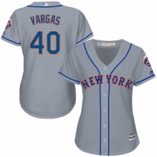 Women's Majestic New York Mets #40 Jason Vargas Authentic Grey Road Cool Base MLB Jersey