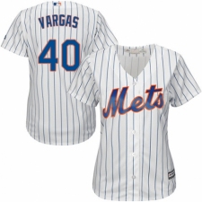 Women's Majestic New York Mets #40 Jason Vargas Authentic White Home Cool Base MLB Jersey