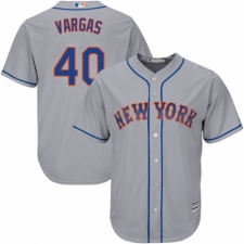 Youth Majestic New York Mets #40 Jason Vargas Authentic Grey Road Cool Base MLB Jersey