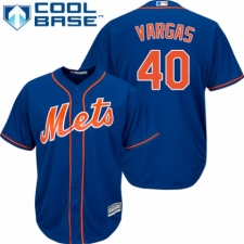 Youth Majestic New York Mets #40 Jason Vargas Authentic Royal Blue Alternate Home Cool Base MLB Jersey