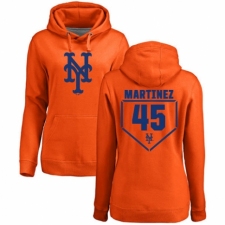 MLB Women's Nike New York Mets #45 Pedro Martinez Orange RBI Pullover Hoodie