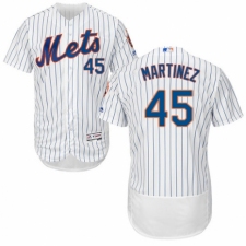 Men's Majestic New York Mets #45 Pedro Martinez White Home Flex Base Authentic Collection MLB Jersey