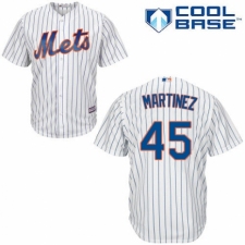 Youth Majestic New York Mets #45 Pedro Martinez Authentic White Home Cool Base MLB Jersey