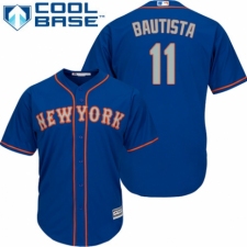 Men's Majestic New York Mets #11 Jose Bautista Replica Royal Blue Alternate Road Cool Base MLB Jersey