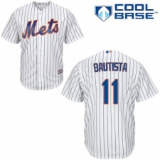 Men's Majestic New York Mets #11 Jose Bautista Replica White Home Cool Base MLB Jersey