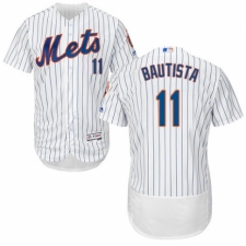 Men's Majestic New York Mets #11 Jose Bautista White Home Flex Base Authentic Collection MLB Jersey