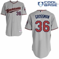 Men's Majestic Minnesota Twins #36 Robbie Grossman Authentic Grey Road Cool Base MLB Jersey