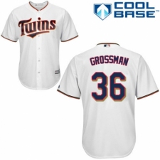 Men's Majestic Minnesota Twins #36 Robbie Grossman Replica White Home Cool Base MLB Jersey