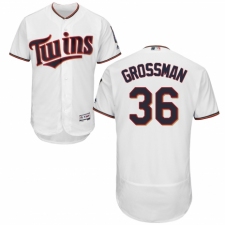 Men's Majestic Minnesota Twins #36 Robbie Grossman White Home Flex Base Authentic Collection MLB Jersey