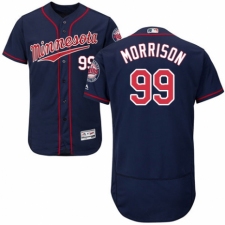 Men's Majestic Minnesota Twins #99 Logan Morrison Authentic Navy Blue Alternate Flex Base Authentic Collection MLB Jersey