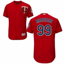 Men's Majestic Minnesota Twins #99 Logan Morrison Authentic Scarlet Alternate Flex Base Authentic Collection MLB Jersey