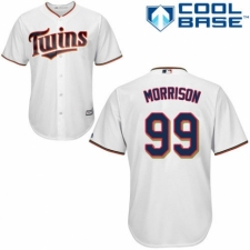 Men's Majestic Minnesota Twins #99 Logan Morrison Replica White Home Cool Base MLB Jersey