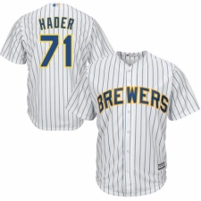 Youth Majestic Milwaukee Brewers #71 Josh Hader Authentic White Home Cool Base MLB Jersey