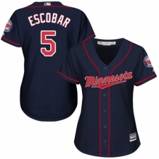 Women's Majestic Minnesota Twins #5 Eduardo Escobar Replica Navy Blue Alternate Road Cool Base MLB Jersey
