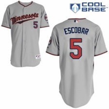 Youth Majestic Minnesota Twins #5 Eduardo Escobar Authentic Grey Road Cool Base MLB Jersey