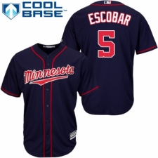Youth Majestic Minnesota Twins #5 Eduardo Escobar Authentic Navy Blue Alternate Road Cool Base MLB Jersey