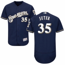 Men's Majestic Milwaukee Brewers #35 Brent Suter White Alternate Flex Base Authentic Collection MLB Jersey
