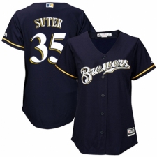 Women's Majestic Milwaukee Brewers #35 Brent Suter Authentic White Alternate Cool Base MLB Jersey