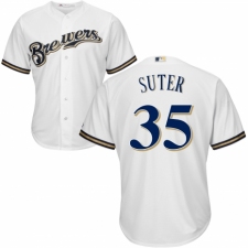 Youth Majestic Milwaukee Brewers #35 Brent Suter Replica Navy Blue Alternate Cool Base MLB Jersey
