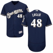 Men's Majestic Milwaukee Brewers #48 Boone Logan White Alternate Flex Base Authentic Collection MLB Jersey